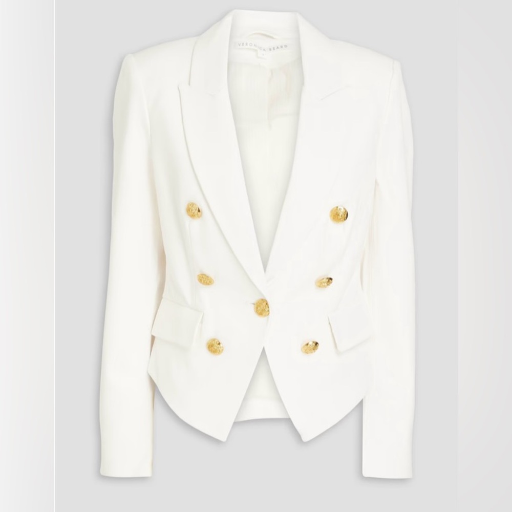 NWT Veronica Beard Cooke Dickey jacket white leather blazer size 6 - Picture 1 of 13